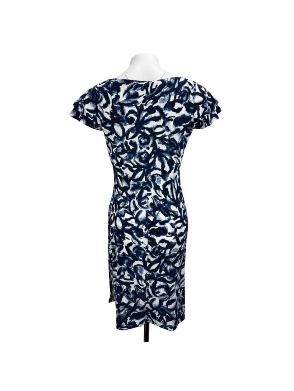 LAUREN Ralph Lauren Printed Ruched Sheath Dress Size 4 PETITE - Picture 3 of 6